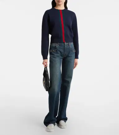 Gucci Stretch GG Web Stripe leather sneakers | Thumbnail 5