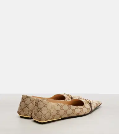 Gucci Vittoria Horsebit GG canvas ballet flats | Thumbnail 3