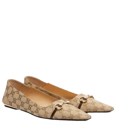 Gucci Vittoria Horsebit GG canvas ballet flats | Thumbnail 1