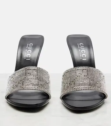 Gucci Bombshell 120 embellished satin mules | Thumbnail 3 Gucci Bombshell 120 embellished satin mules | Thumbnail 3
