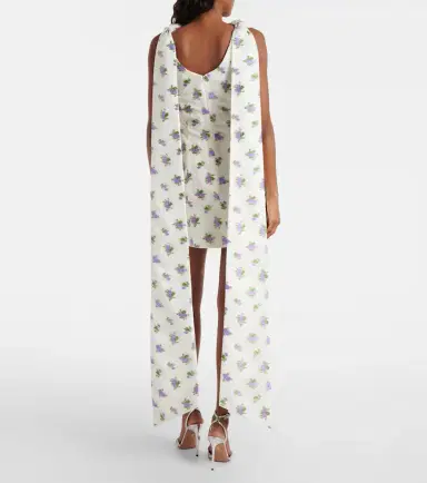 Markarian Bow-detail floral caped brocade minidress | Thumbnail 3