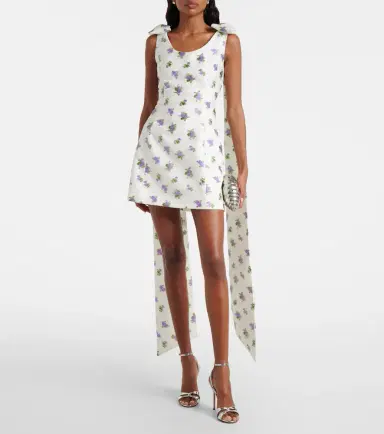 Markarian Bow-detail floral caped brocade minidress | Thumbnail 4