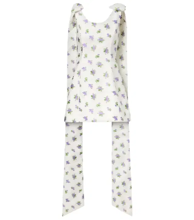 Markarian Bow-detail floral caped brocade minidress