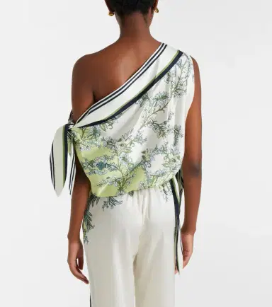 Veronica Beard Tari floral one-shoulder twill top | Thumbnail 3