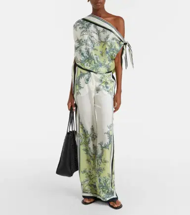 Veronica Beard Tari floral one-shoulder twill top | Thumbnail 4