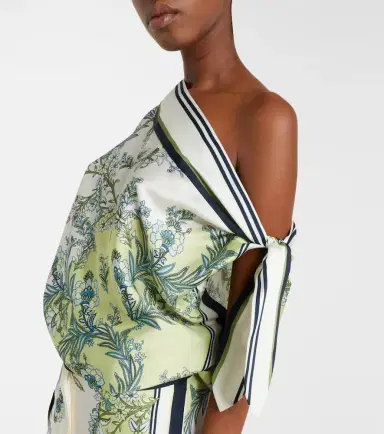 Veronica Beard Tari floral one-shoulder twill top | Thumbnail 5