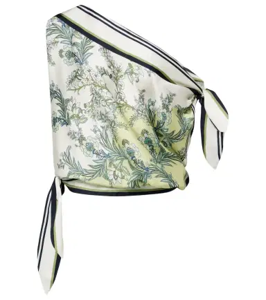 Veronica Beard Tari floral one-shoulder twill top | Thumbnail 1