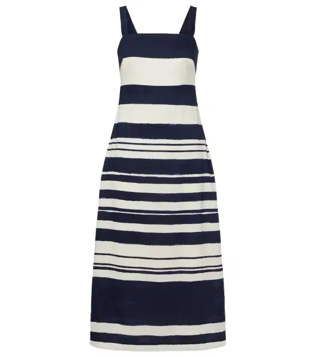 Veronica Beard Ella striped linen-blend midi dress