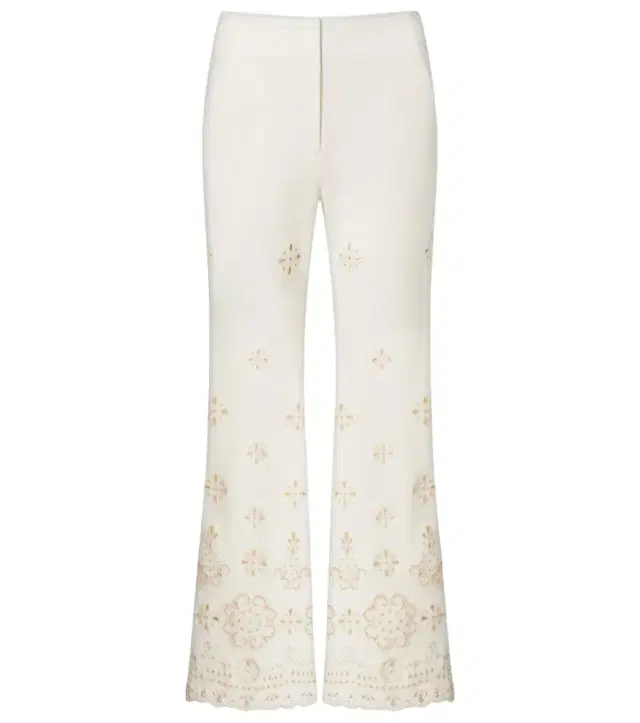 Veronica Beard Komi eyelet cotton twill flared pants