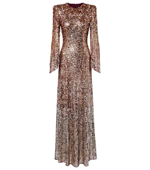 Jenny Packham Phara embellished fringed gown