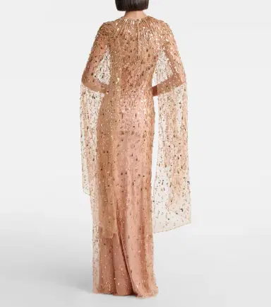 Jenny Packham Hestia embellished caped gown | Thumbnail 3
