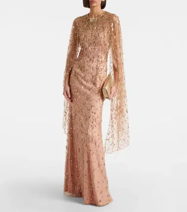 Jenny Packham Hestia embellished caped gown | Thumbnail 4