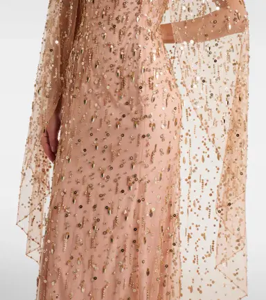 Jenny Packham Hestia embellished caped gown | Thumbnail 6