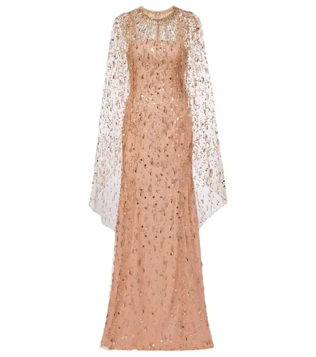 Jenny Packham Hestia embellished caped gown