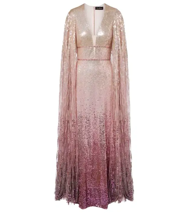 Jenny Packham Easy Breezy sequined caped gown