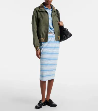 Prada Striped cotton piqué pencil skirt | Thumbnail 2 Prada Striped cotton piqué pencil skirt | Thumbnail 2