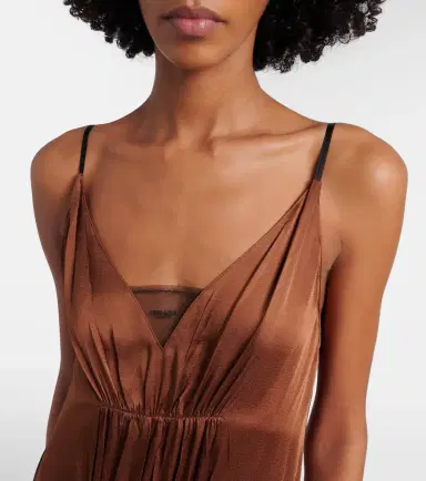 Prada Gathered crêpe satin slip dress | Thumbnail 4 Prada Gathered crêpe satin slip dress | Thumbnail 4