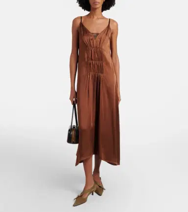 Prada Gathered crêpe satin slip dress | Thumbnail 5 Prada Gathered crêpe satin slip dress | Thumbnail 5