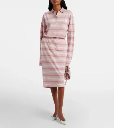 Prada Striped cotton piqué pencil skirt | Thumbnail 2