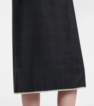 Prada Checked virgin wool midi dress | Thumbnail 2