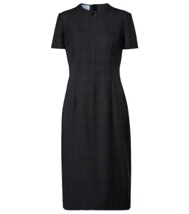 Prada Checked virgin wool midi dress | Thumbnail 1