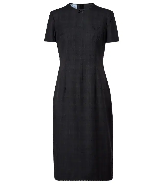 Checked virgin wool midi dress