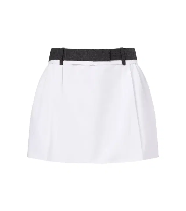 Prada Pleated virgin wool-trimmed cotton miniskirt