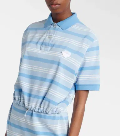 Prada Striped cotton piqué polo shirt | Thumbnail 2 Prada Striped cotton piqué polo shirt | Thumbnail 2