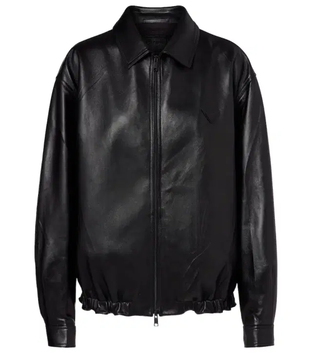 Leather blouson jacket