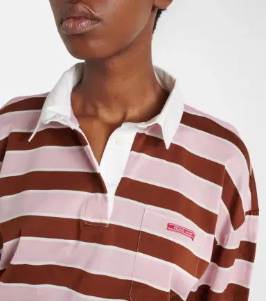 Prada Striped cropped cotton jersey polo shirt | Thumbnail 2
