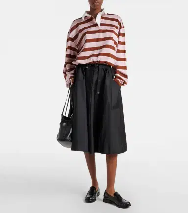 Prada Striped cropped cotton jersey polo shirt | Thumbnail 6
