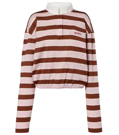 Prada Striped cropped cotton jersey polo shirt | Thumbnail 1