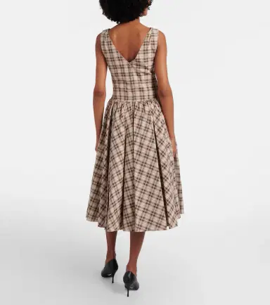 Prada Checked cotton poplin midi dress | Thumbnail 2