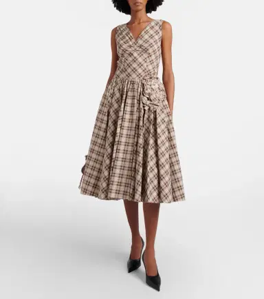 Prada Checked cotton poplin midi dress | Thumbnail 5