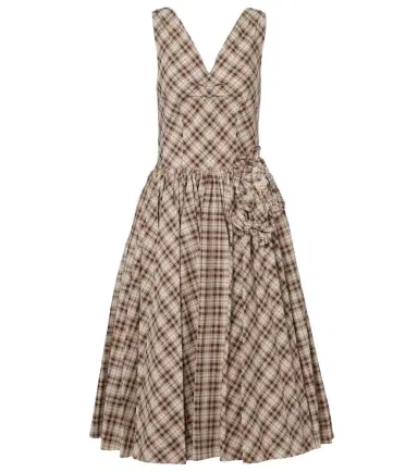 Prada Checked cotton poplin midi dress | Thumbnail 1