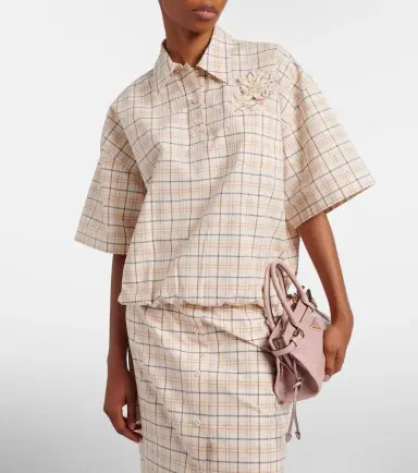 Prada Checked cotton poplin top | Thumbnail 3 Prada Checked cotton poplin top | Thumbnail 3
