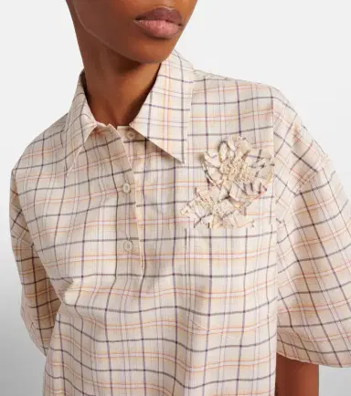 Prada Checked cotton poplin top | Thumbnail 4 Prada Checked cotton poplin top | Thumbnail 4