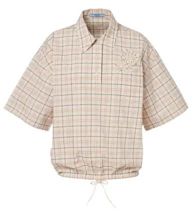 Prada Checked cotton poplin top | Thumbnail 1 Prada Checked cotton poplin top | Thumbnail 1