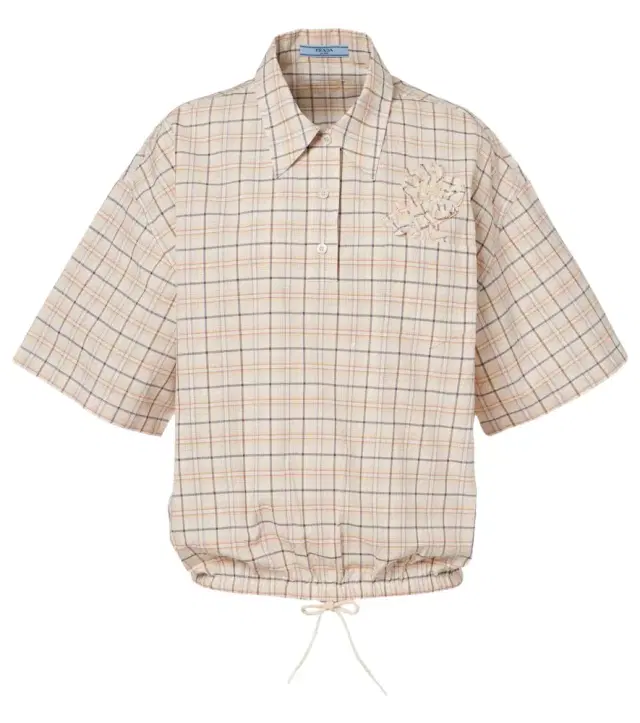 Prada Checked cotton poplin top