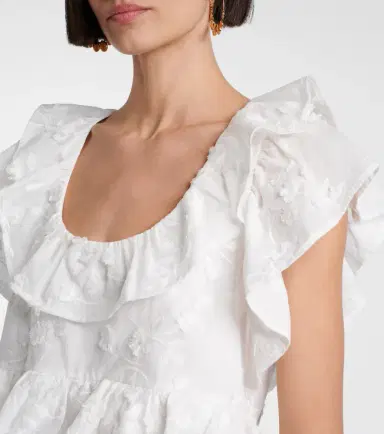 Dorothee Schumacher Slees embroidered ruffled cotton top | Thumbnail 2
