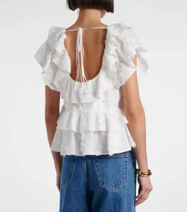 Dorothee Schumacher Slees embroidered ruffled cotton top | Thumbnail 4