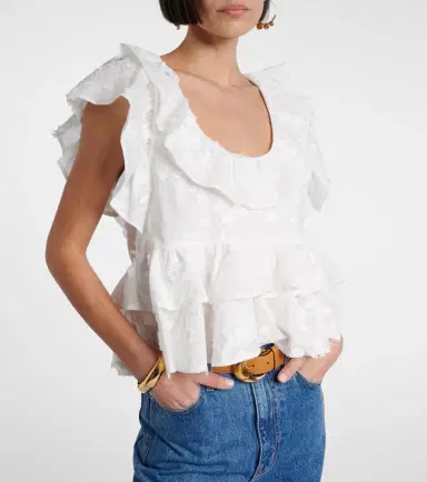 Dorothee Schumacher Slees embroidered ruffled cotton top | Thumbnail 5