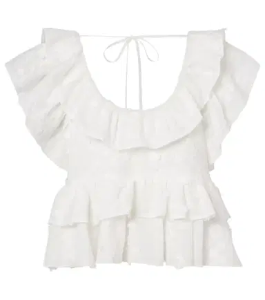 Dorothee Schumacher Slees embroidered ruffled cotton top | Thumbnail 1