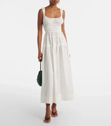 DÔEN Dôen Clover shirred cotton poplin midi dress | Thumbnail 3