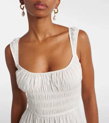 DÔEN Dôen Clover shirred cotton poplin midi dress | Thumbnail 4
