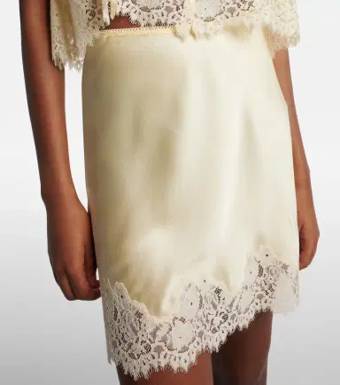 DÔEN Dôen Giulietta lace-trimmed silk miniskirt | Thumbnail 2