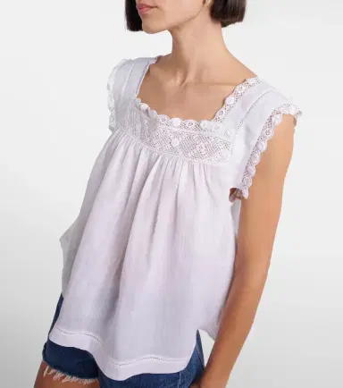 DÔEN Dôen Aphra lace-trimmed ramie top | Thumbnail 2
