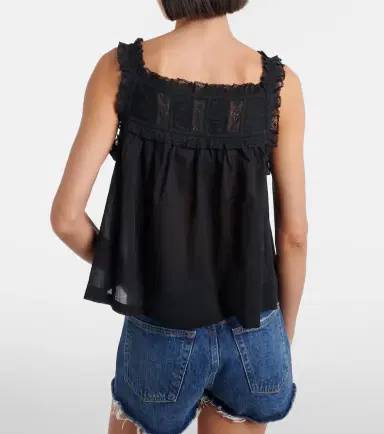 DÔEN Dôen Fidella lace-trimmed cotton top | Thumbnail 2