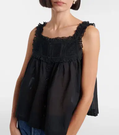 DÔEN Dôen Fidella lace-trimmed cotton top | Thumbnail 4