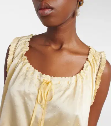 DÔEN Dôen Toulouse lace-trimmed embroidered silk top | Thumbnail 3 DÔEN Dôen Toulouse lace-trimmed embroidered silk top | Thumbnail 3